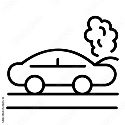 Broken car icon. Outline broken car vector icon for web design isolated on white background