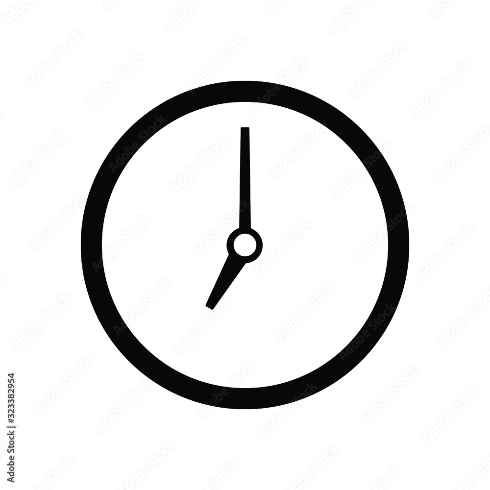 Clock icon, isolated. Flat design.