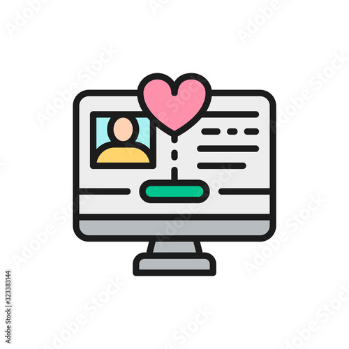 Website for donations, internet page of needy, volunteering color line icon.