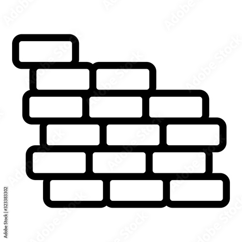 Reconstruction brick wall icon. Outline reconstruction brick wall vector icon for web design isolated on white background