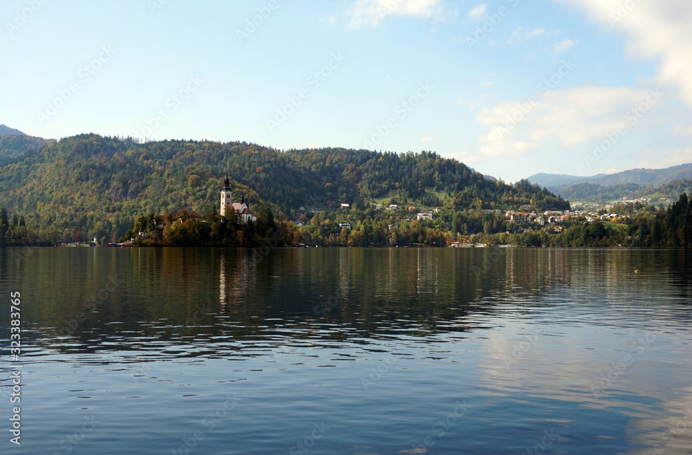 Lake Bled, Bled, Slovenia - 30 September 2017 : The scenery of Lake Bled and European Historical Castle in Slovenia