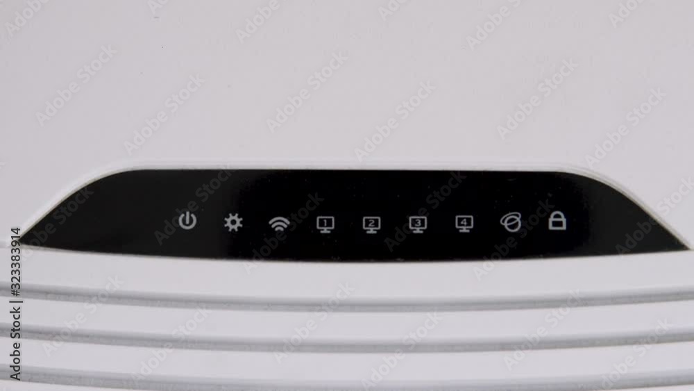 Working router with powering lights and internet connection status