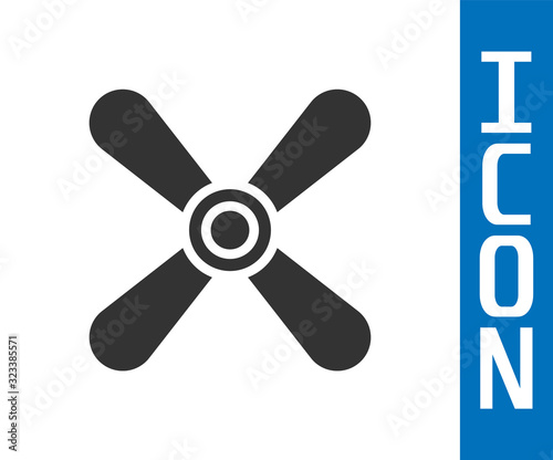 Grey Plane propeller icon isolated on white background. Vintage aircraft propeller.  Vector Illustration