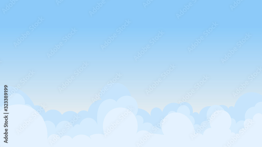 Landscape blue sky and white clouds on sunny day.Cartoon concetp.Vector illustration