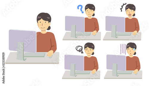 パソコンを使う女性セット