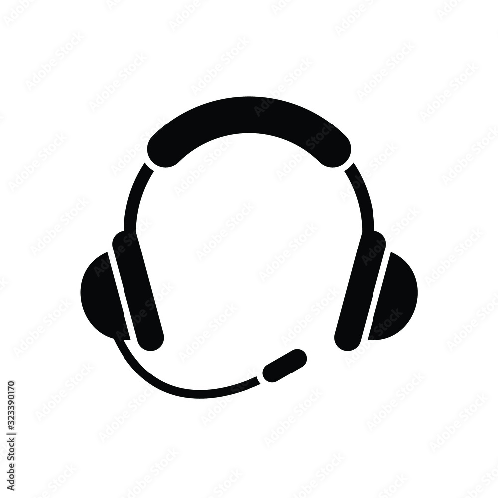 Customer Service and Headset icon isolated on white background Customer Service and Headset icon isolated on white background