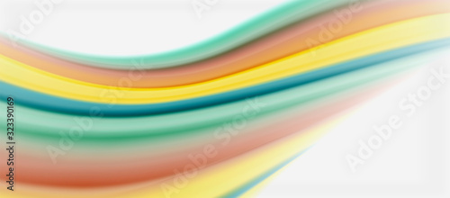 Wave lines abstract background, smooth silk design with rainbow style colors. Liquid fluid color waves. Vector Illustration