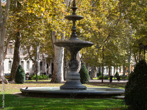 Fountain in Park Zrinjevac central Zagreb, Croatia photo