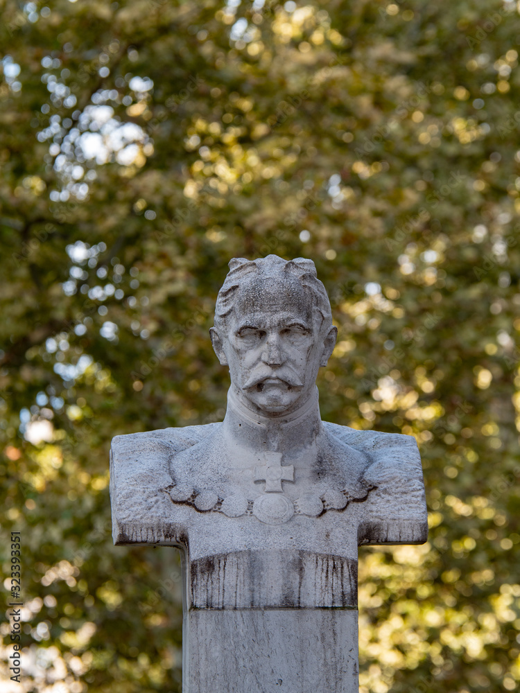 Zagreb, September 20, 2019. Bust of Ivan Kukuljevic Sakcinski in Zrinjevac Park in the City of Zagreb, Croatia 