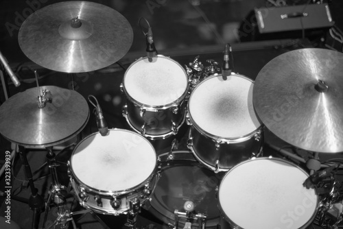 Photo drums on stage before a concert