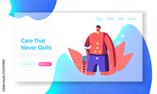 Hormone Disbalance Disease Website Landing Page. Doctor Endocrinologist Examine Patient, Analysing Endocrine Health, Lymph Nodes and Thyroid Gland Web Page Banner. Cartoon Flat Vector Illustration