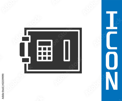 Grey Safe icon isolated on white background. The door safe a bank vault with a combination lock. Reliable Data Protection. Vector Illustration