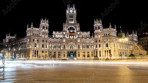 Famous Roundabout in Madrid at Night