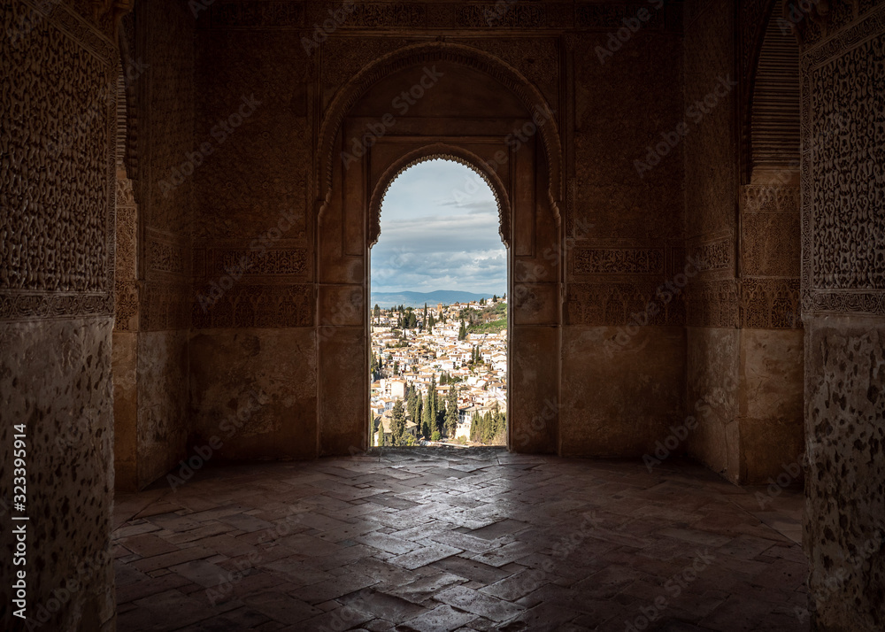 Window at the Alhambra looking out towards Granada