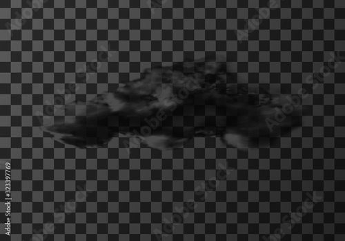 Thunderstorm cloud weather meteo icon realistic vector illustration. Realistic element for weather forecast, black storm cloud isolated on transparent background
