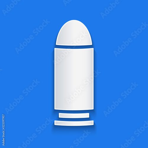 Paper cut Bullet icon isolated on blue background. Paper art style. Vector Illustration