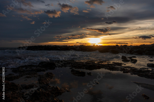 Sunset on the beach of the renega de Oropesa photo