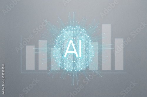 Concept augmented analytics. Business analytics and financial technology concept. AI(Artificial Intelligence) and smart analytics. Data science learning machine. Neural network