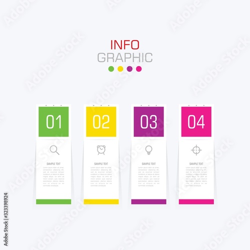 Business data visualization. Infographic element with icons and options or steps. Can be used for process, presentation, diagram, workflow layout, info graph, web design. Vector business template. © Yusuf