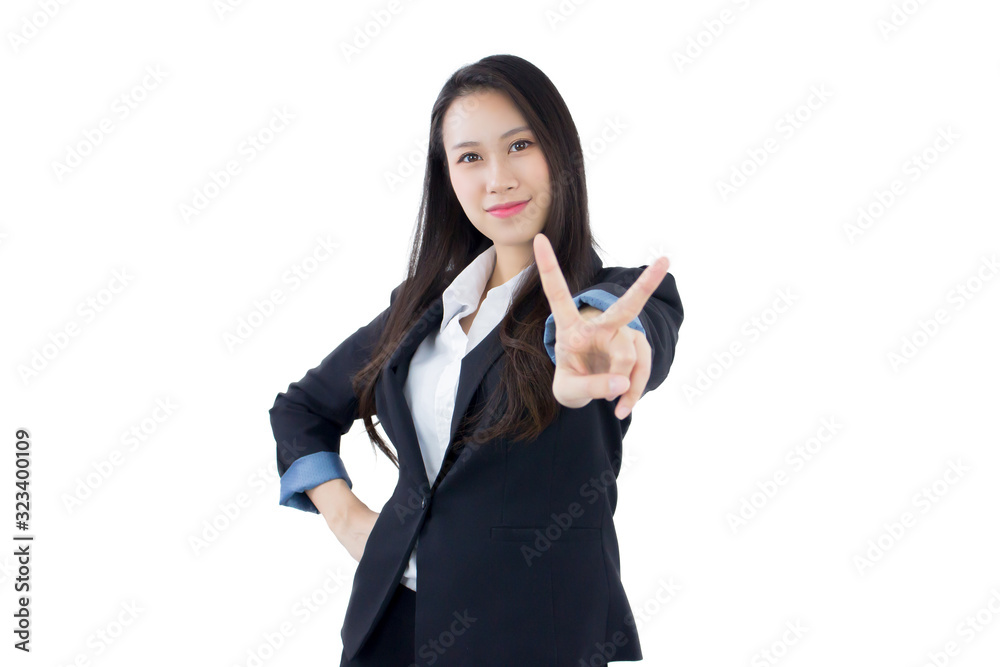 young asian business woman happy isolated on white background young asian business woman happy isolated on white background