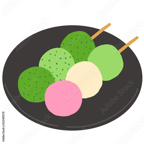 三色団子とよもぎ団子　和菓子