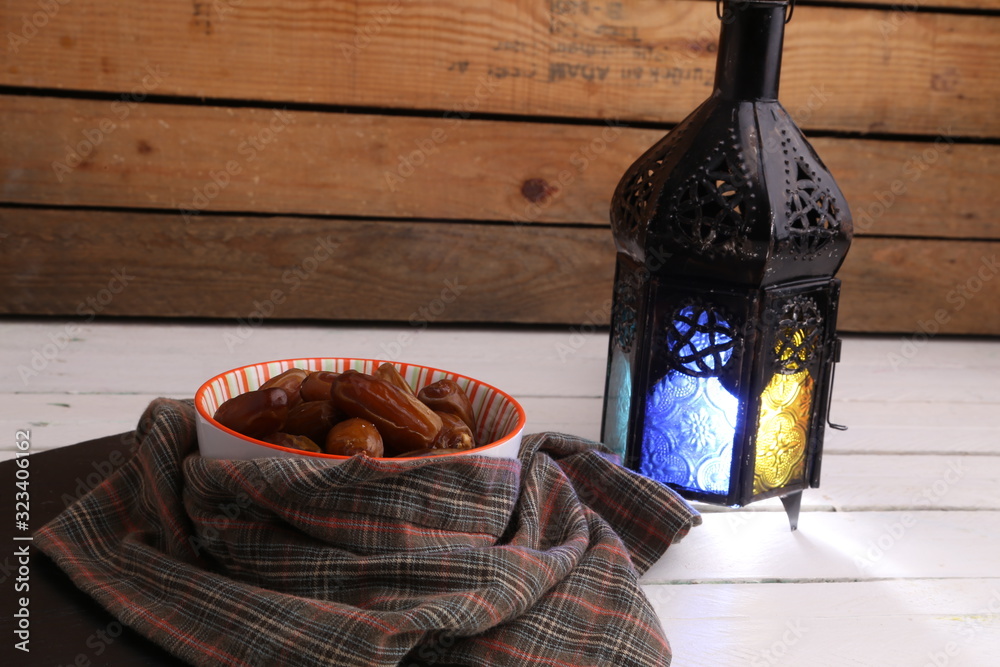 Moroccan dates in color background
