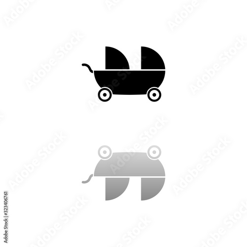 Baby carriage for two baby icon flat