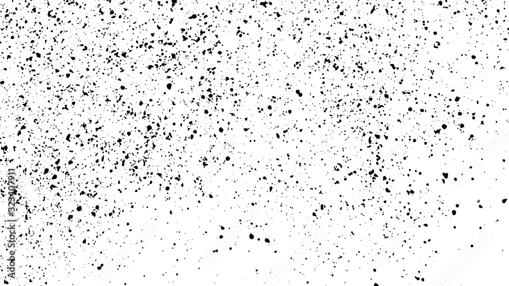 Black Grainy Texture Isolated On White Background. Distress Overlay Textured. Grunge Design Elements.  Widescreen 16 : 9. Vector Illustration, Eps 10. 