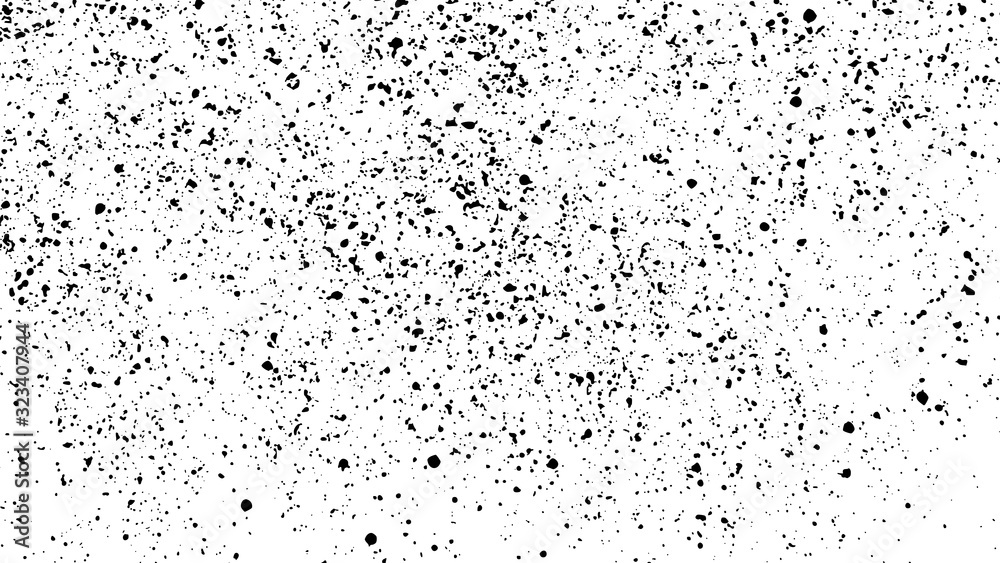 Black Grainy Texture Isolated On White Background. Distress Overlay Textured. Grunge Design Elements.  Widescreen 16 : 9. Vector Illustration, Eps 10. 