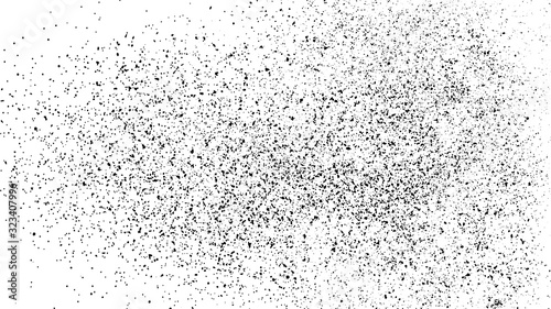 Black Grainy Texture Isolated On White Background. Distress Overlay Textured. Grunge Design Elements.  Widescreen 16 : 9. Vector Illustration, Eps 10. 