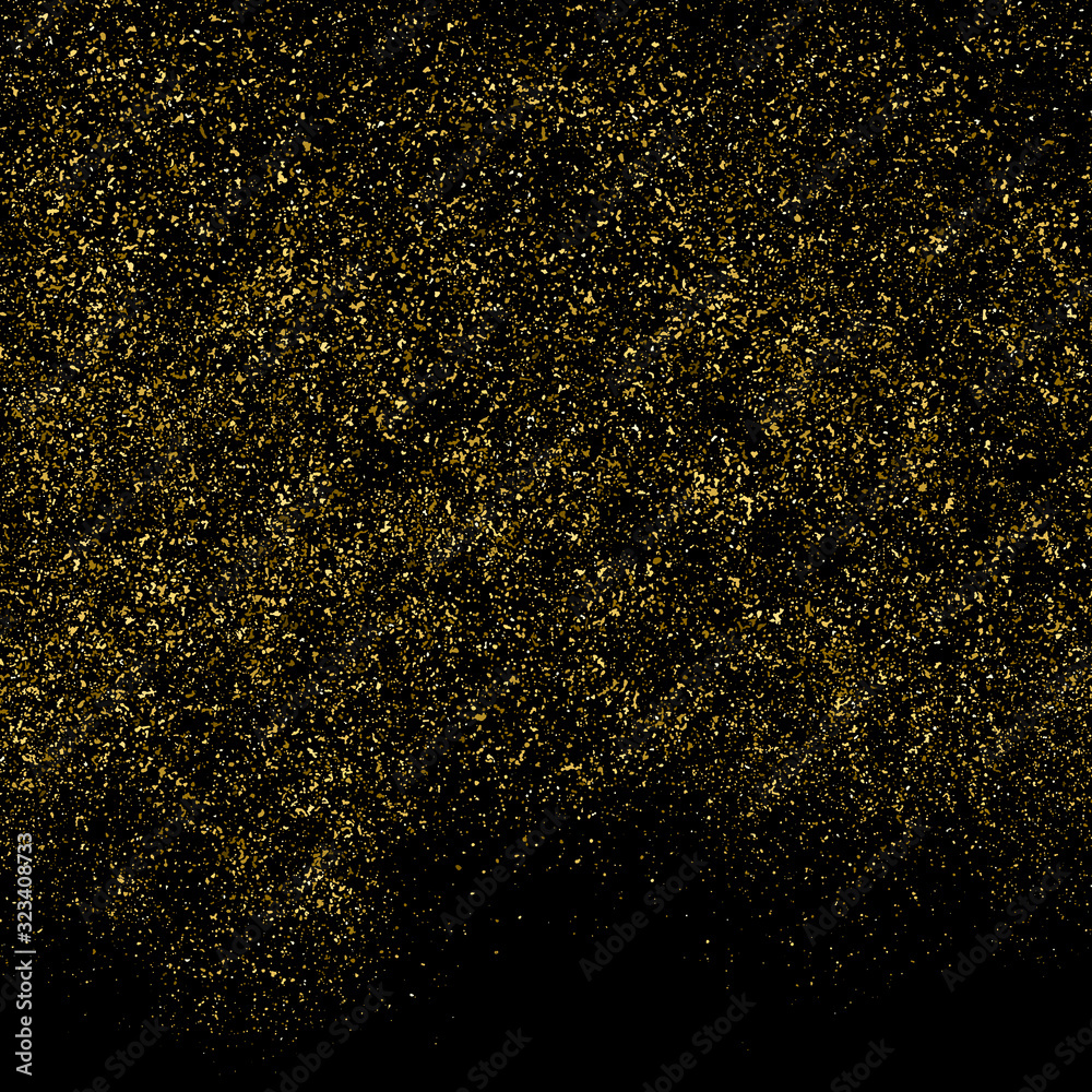 Gold Glitter Texture Isolated On Black. Amber Particles Color. Celebratory Background. Golden Explosion Of Confetti. Design Element. Digitally Generated Image. Vector Illustration, Eps 10. Gold Glitter Texture Isolated On Black. Amber Particles Color. Celebratory Background. Golden Explosion Of Confetti. Design Element. Digitally Generated Image. Vector Illustration, Eps 10.