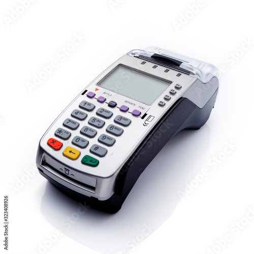 Credit card reader isolated on white background. copy space for text, clipping path