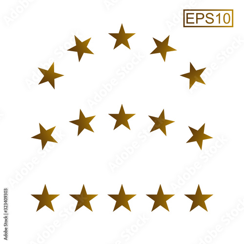 Gold Star flat icon set   star rate  ranking  review star one to five stars curve isolated on white background stock illustration