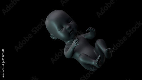 3D illustration of abstract  unborn baby on clean background.