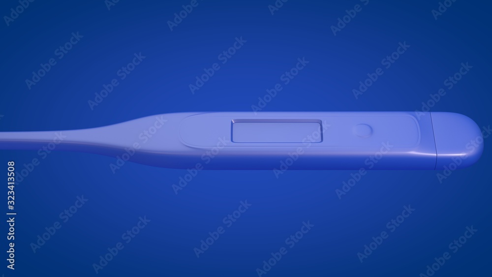 3D illustration of digital thermometer on clean background