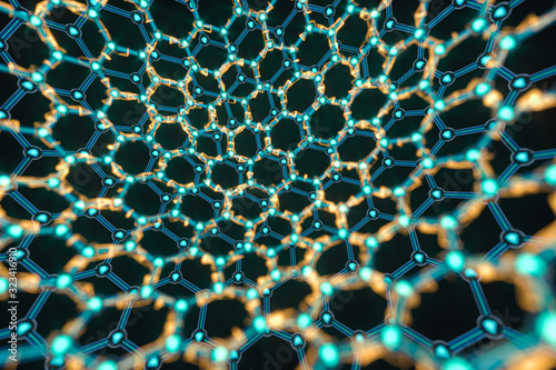 Cuadro en lienzo Cells and biological chain,molecules and abstract conception,3d rendering