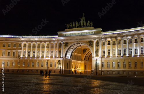 St.Petersburg, Russia - September, 10, 2016: Night view of the Palace Square in St. Petersburg.