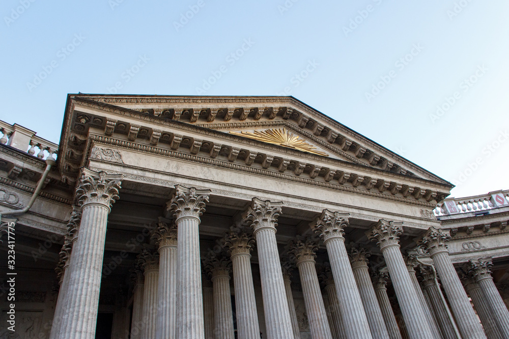 St.Peterburg, Russia - May, 05, 2018: The Masonic symbol is the All-Seeing Eye on the pediment of the Kazan Cathedral in St. Petersburg. St.Peterburg, Russia - May, 05, 2018: The Masonic symbol is the All-Seeing Eye on the pediment of the Kazan Cathedral in St. Petersburg.