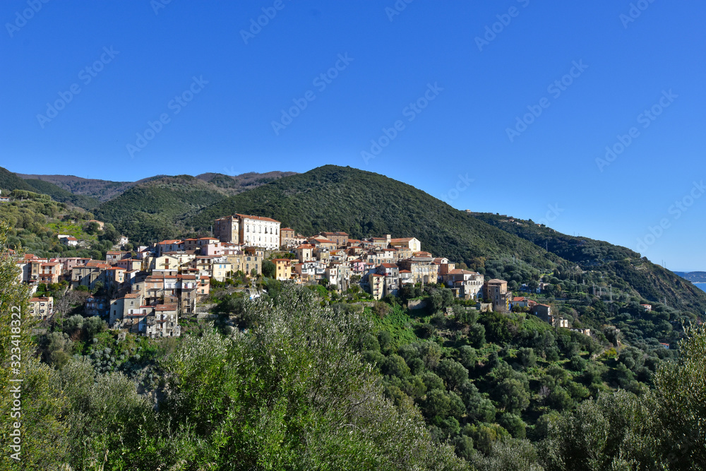 View of a medieval village in the mountains of southern Italy