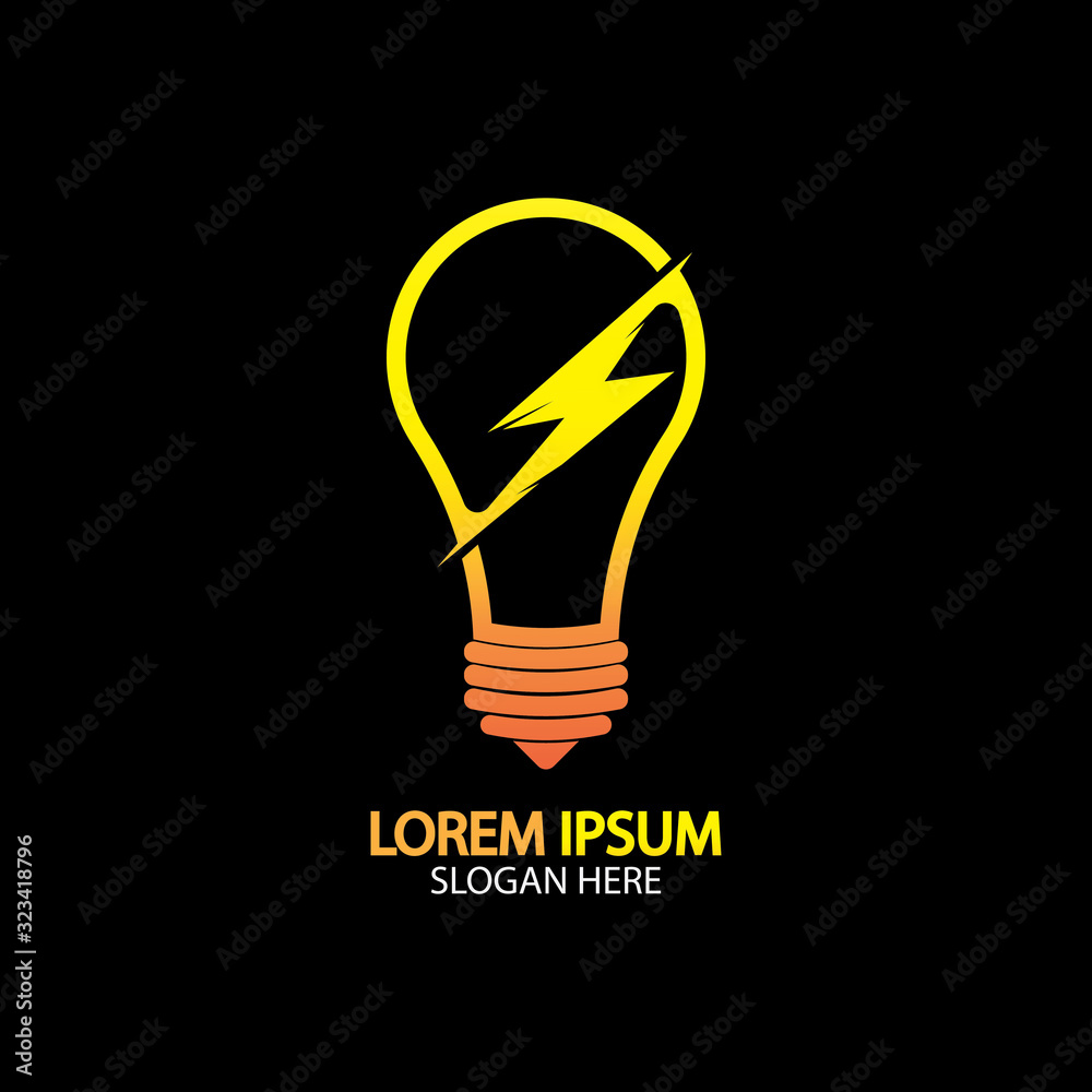 Electric bulb logo and icon Vector design Template.