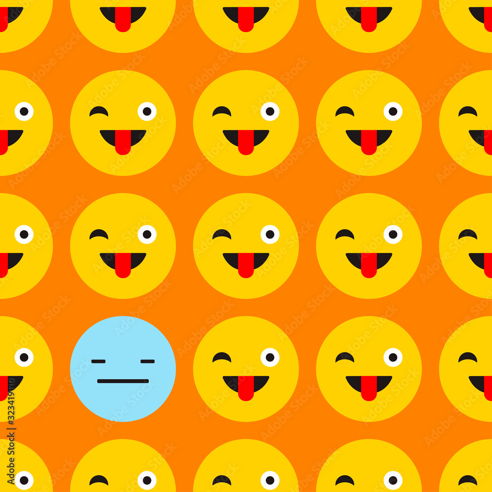 Positive and Negative emotions. Seamless background. Sad and Happy Mood Icons. Vector illustration for web design or print.