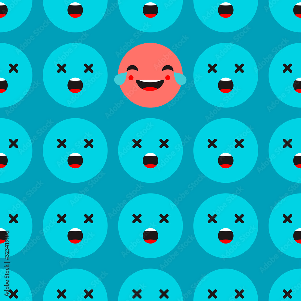Positive and Negative emotions. Seamless background. Sad and Happy Mood Icons. Vector illustration for web design or print.