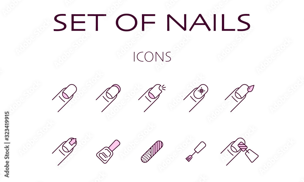 Icon set for manicure master Icon set for manicure master