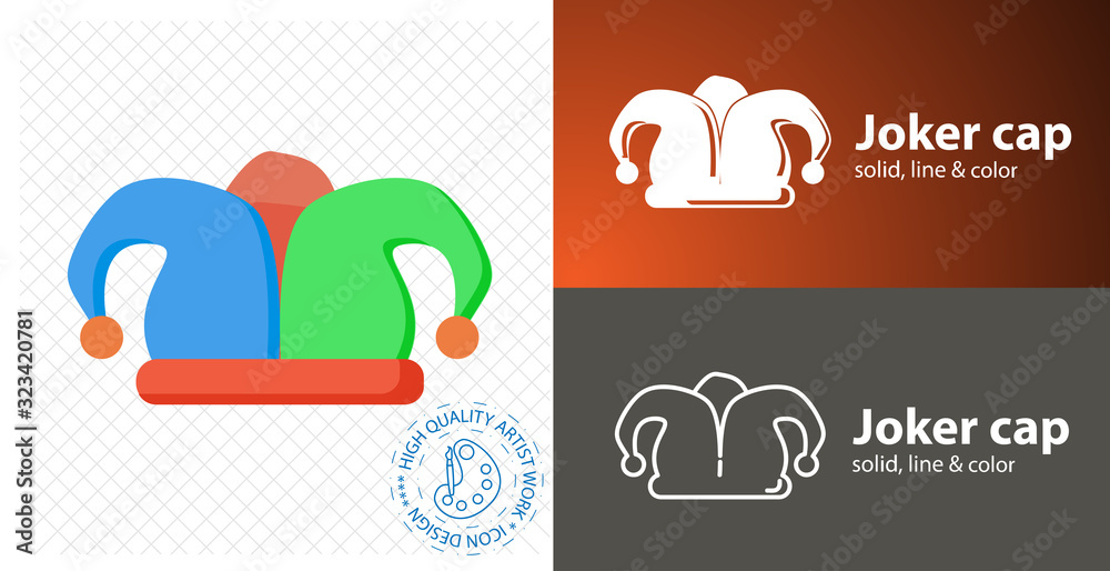 Fototapeta premium joker cap flat icon. line icon