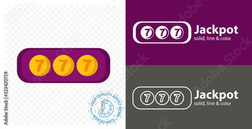 jackpot casino slot flat icon. line icon