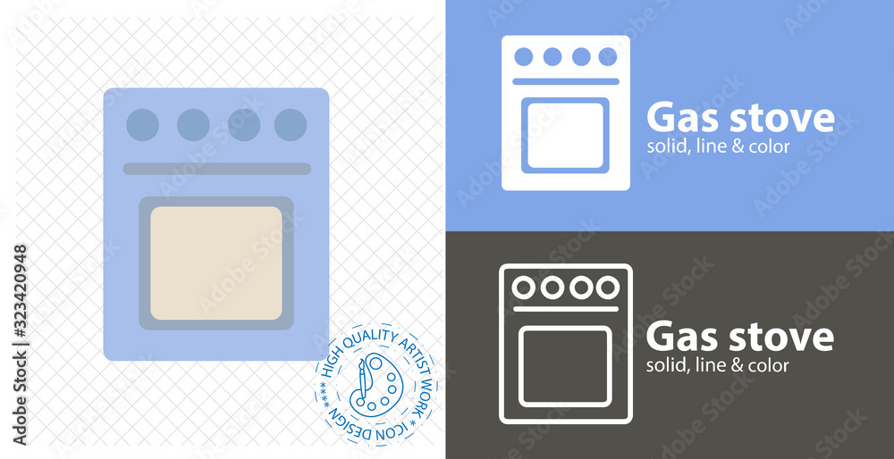 gas stove flat icon. line icon