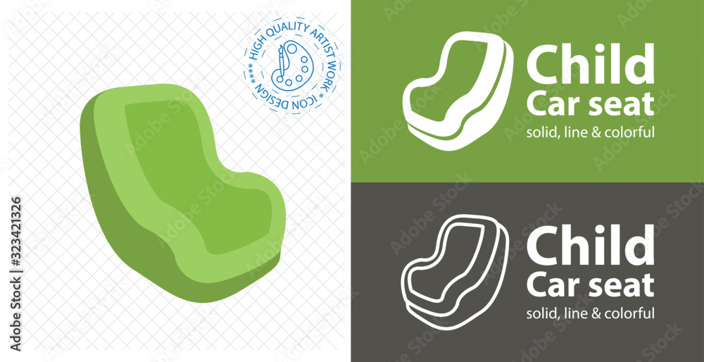 Baby car seat flat icon. line icon