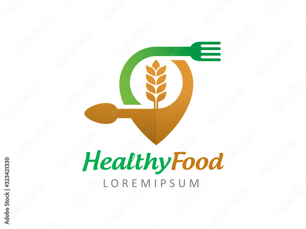 Obraz premium Food point logo template design, icon, symbol