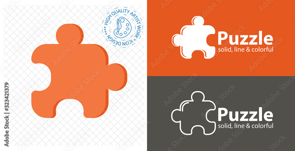 Puzzle flat icon. line icon Puzzle flat icon. line icon
