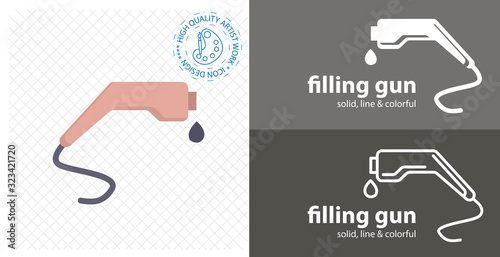 filling gun icon. fuel station flat icon. line icon